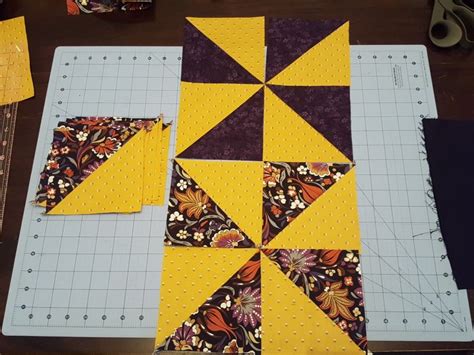 Pinwheel Quilt Blocks In Process Love The Quick Method For These 2 Blocks With Each 11 3 4