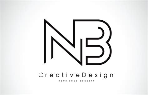 Dise O Del Logotipo De La Letra Nb Nb En Colores Negros Vector