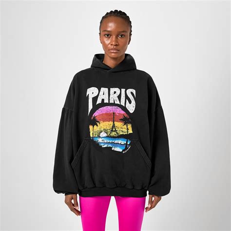 BALENCIAGA | Paris Tropical Hoodie | Women | Black/White | Flannels