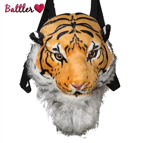 3d Tiger Head Plush Backpack The Green Head Atelier Yuwaciaojp