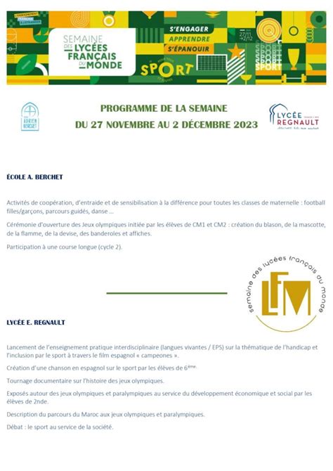 Semaine Des Lyc Es Fran Ais Du Monde Du Novembre Au D Cembre