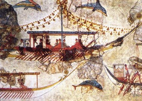 Minoan Minature Frieze Fresco Ship Closeup Art Prints By W Sheppard