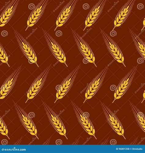 Seamless Wheat, Barley or Rye Background Pattern. Vector Stock Vector