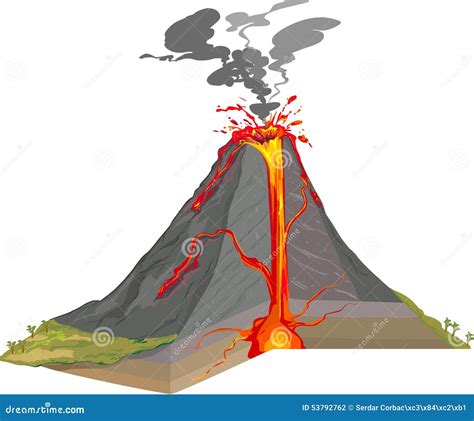 Cross Section of Volcano stock vector. Illustration of magma - 53792762