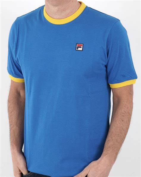 Fila Vintage Ringer T Shirt Blue Yellow S Casual Classics