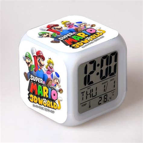 Super Mario Bros Reloj Despertador Led Brillante Color Li Mercado