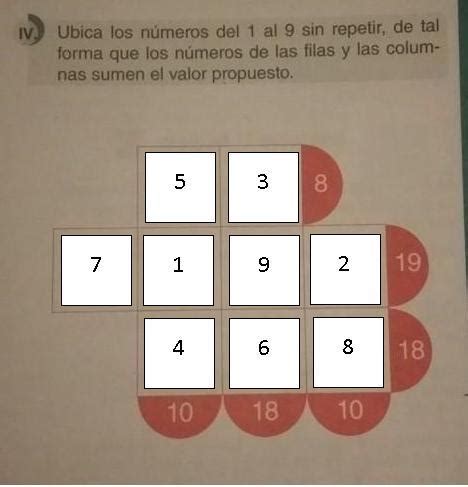 ubica los números del 1 al 9 sin repetir de tal forma que los números