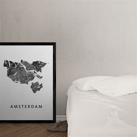 Amsterdam Stadskaart Plattegrond Poster Wit