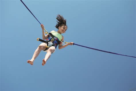 Bungee trampoline on of Devon Cliffs activities - Mommy Travels