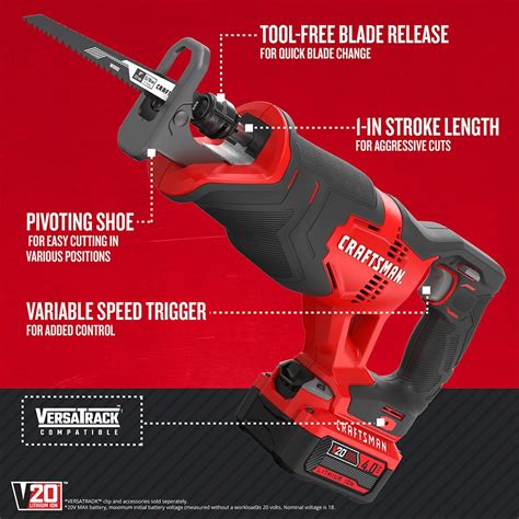 CRAFTSMAN V20 20 Volt Max Variable Cordless Reciprocating Saw Charger