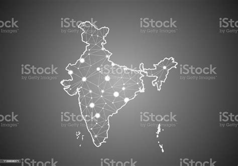 Vector Wireframe Mesh Polygonal Of India Map Abstract Global Connection