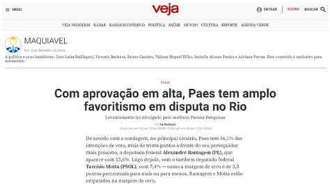 Veja cita pesquisa realizada pela Paraná Pesquisas em Rio de Janeiro