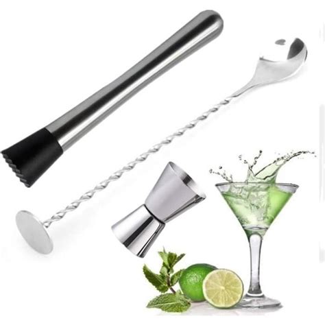 Pilon Cocktail En Acier Inoxydable Cuill Re M Langer Avec Presse