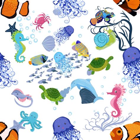 Marine Life Background Seamless Pattern Marine Background Image And