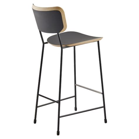 Tabouret Bas Malher Plaqu Bois Noir Cr Aligne Groupe Sofive