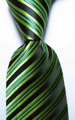 New Classic Striped Black Green Jacquard Woven Silk Men S Tie Necktie