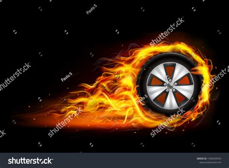 Auto Tire Fire Burning Wheel Hot Stock Vector Royalty Free 1590939343