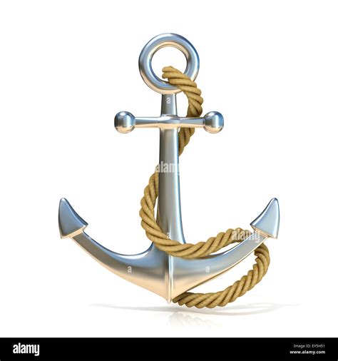 Steel Anchor With Rope Isolated On A White Background 3d Render