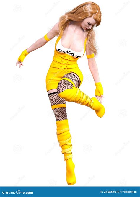 3d Comics Cosplay Anime Secret Agent Woman Stock Illustration