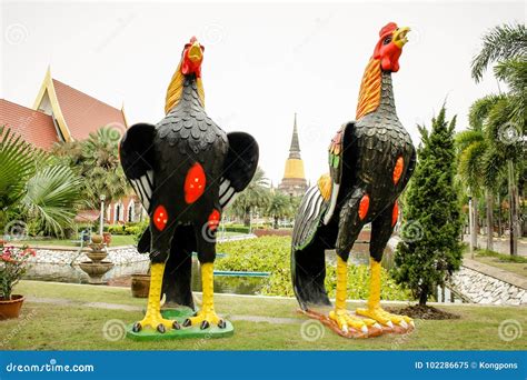 Large Chicken Statue in the Temple Stock Image - Image of object ...