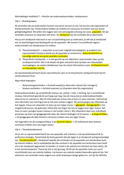 Hoofdstuk 7 Methodologie Samenvatting Methodologie Hoofdstuk 7