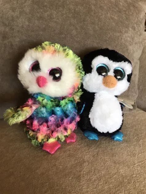 TY BEANIE BOOS Owen Owl And Waddles Penguin NWT 5 90 PicClick UK