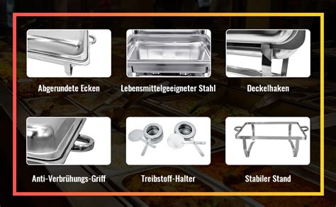 Jacgood Chafing Dish 9L Speisenwärmer Edelstahl Warmhaltebehälter