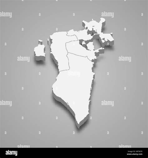 3d Map Of Bahrain With Borders Of Regions Stock Vector Image And Art Alamy