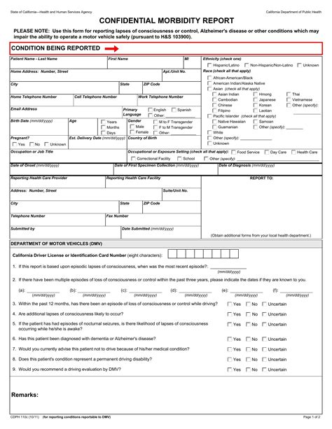 Confidential Morbidity Report Pdf Form Formspal