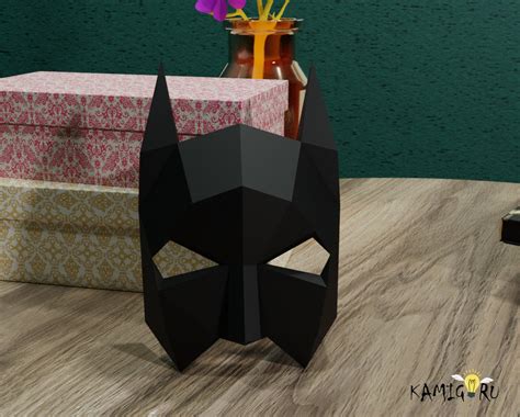 Batman Mask Pdf Diy Halloween Paper Mask Low Poly Sculpture Etsy