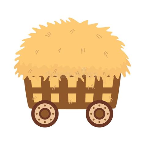 Wooden Cart With Hay Stock Vector Illustration Of Isolated