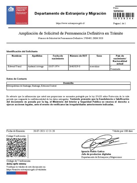 Ampliación De Solicitud De Permanencia Definitiva En Trámite Pdf