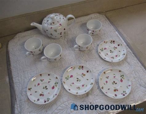 Royal Albert Country Rose Buds Complete Contemporary Tea Teapot Set 9