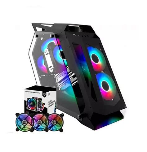 Gabinete Gamer Atx Lks06s S Fonte Full Tower C Kit 3 Fan Led