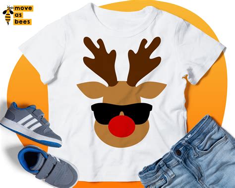 Cool Rudolph Svg Red Nose Reindeer Sunglasses Svg Cute Baby Etsy