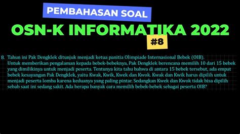 Pembahasan Soal Osn K Informatika Kombinasi By Matematikawan