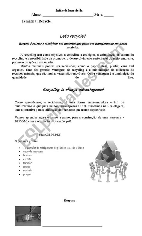 Recycling Esl Worksheet By Yukiko