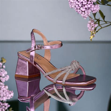 Redz LTS10559 Purple Diamante Knot Heeled Sandals | Millars Shoe Store