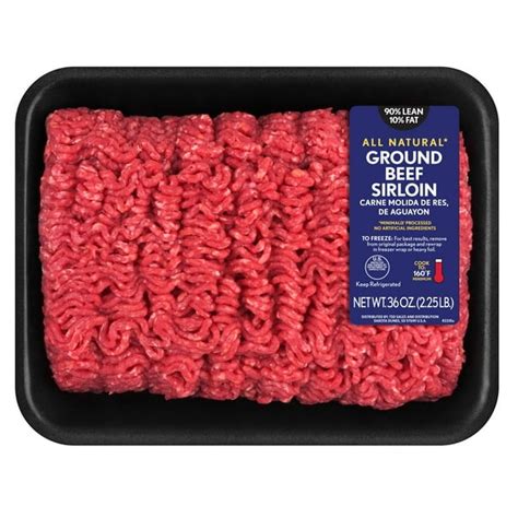 All Natural 90 Lean10 Fat Ground Beef Sirloin Tray 225 Lb