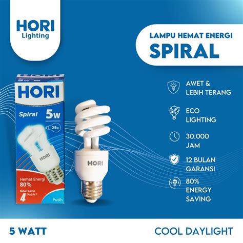 Jual HORI Lampu Hemat Energi Spiral 5 W Cool Daylight Shopee Indonesia