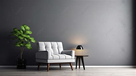 Minimalist Interior Grey Chair Against Classic Wall In An Empty Room 3d ...