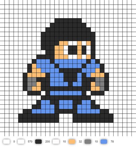 Mk1 Sub Zero Perler Bead Pattern Pixel Art Templates Perler Bead