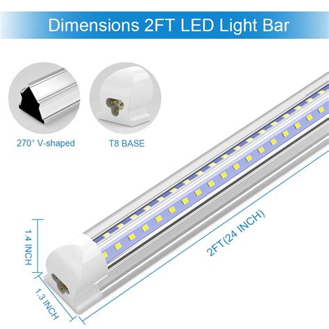 SHOPLED 2FT LED Shop Light 18W 6000K 2340LM Cool White V Shape T8