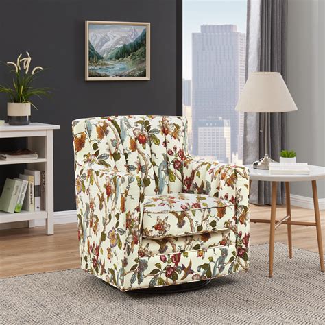 Homesvale Zoe Swivel Arm Chair In Multi Floral