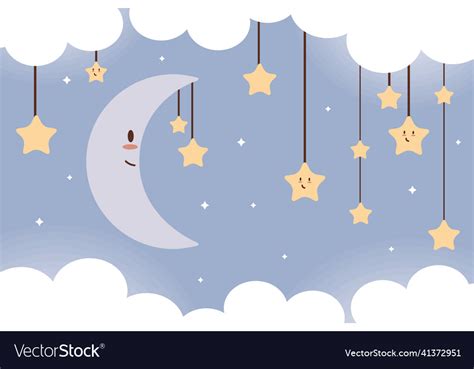 Baby Moon And Stars Royalty Free Vector Image Vectorstock