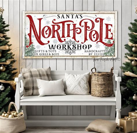 Santa's North Pole Workshop Sign Christmas Sign Personalized Holiday ...