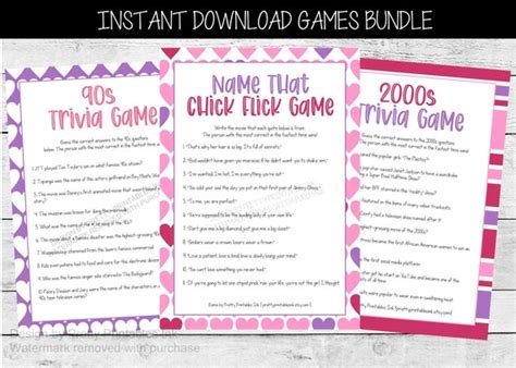 Girls Night Games Printables Girls Night In Games Etsy