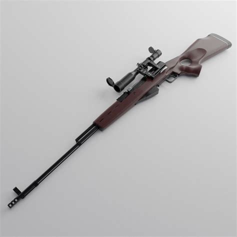 SKS 45 rifle with POSP-4 Scope 3D model | CGTrader