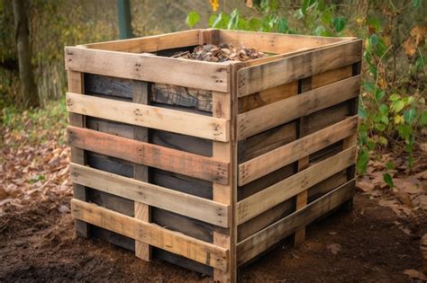 Premium Ai Image Compost Bin Made Of Repurposed Wooden Pallets