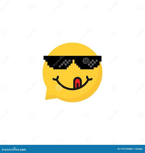 Speech Bubble Emoji with Tongue Stock Vector - Illustration of glasses, emoticon: 191676088